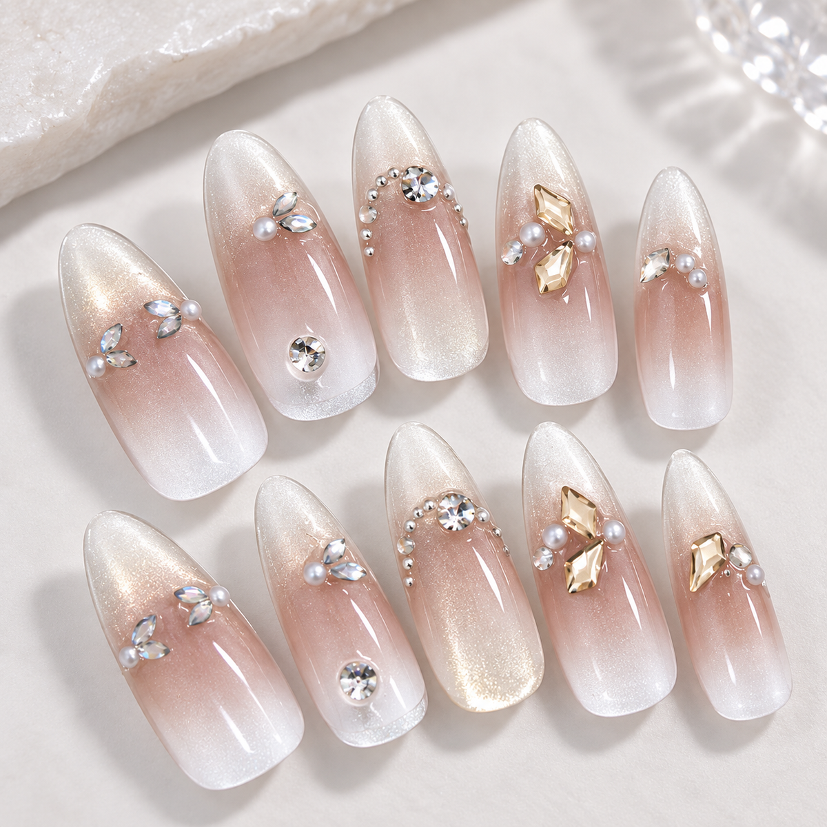 Galaxy Pearl Cat Eye French Press On Nail Set · mproduct-6832af93fdd4453cf422