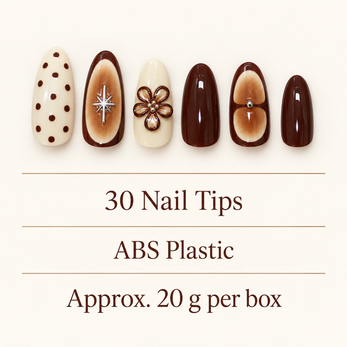 Caramel Latte Floral Starburst Press On Nail Set · mproduct-6940146044470ee9bc74