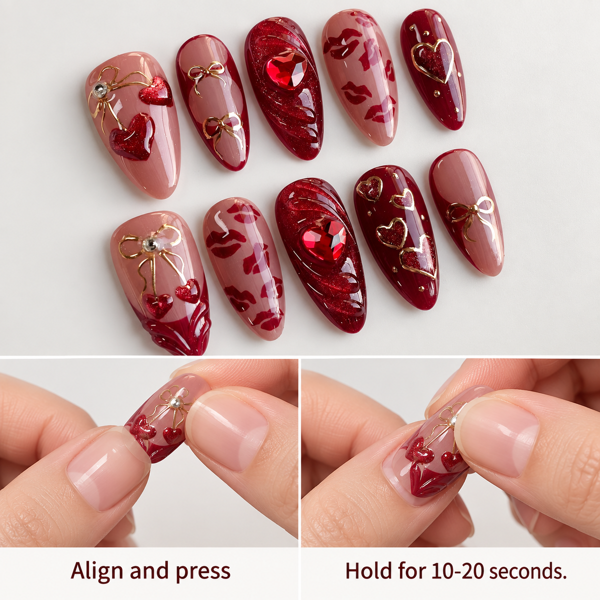 Berry Cherry Cat Eye Bow Press On Nail Set · mproduct-697d9b6477ebac508ad1
