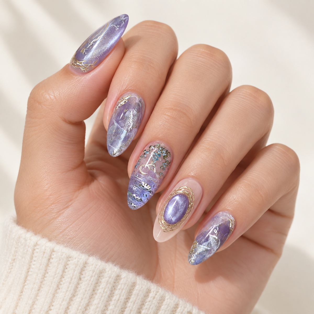 Blue Purple Galaxy Cat Eye Press On Nail Set · mproduct-6b31b46aed67d87ffc1f