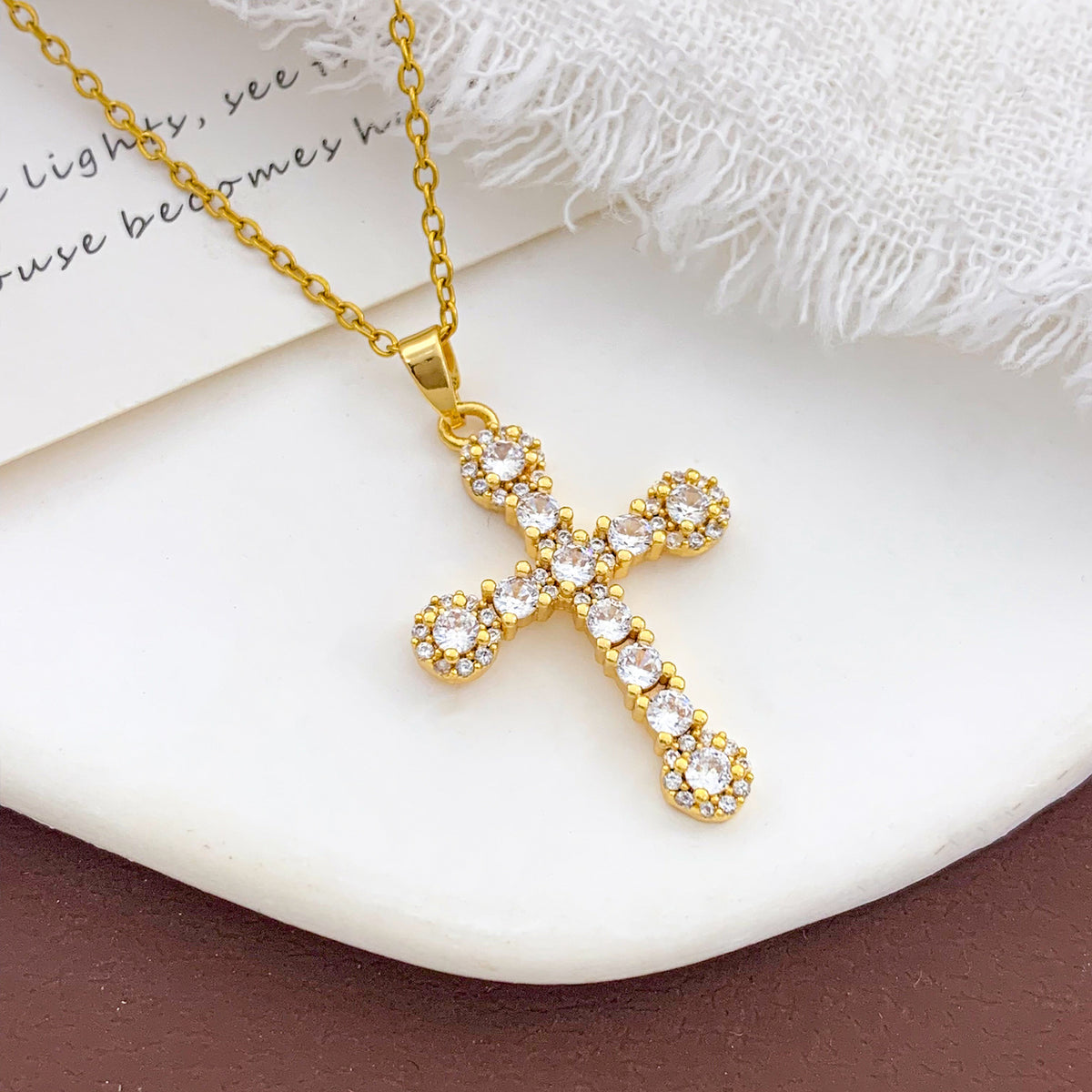 Faceted Stone Cross Necklace · mproduct-6ebbe4b9806f41cde2df