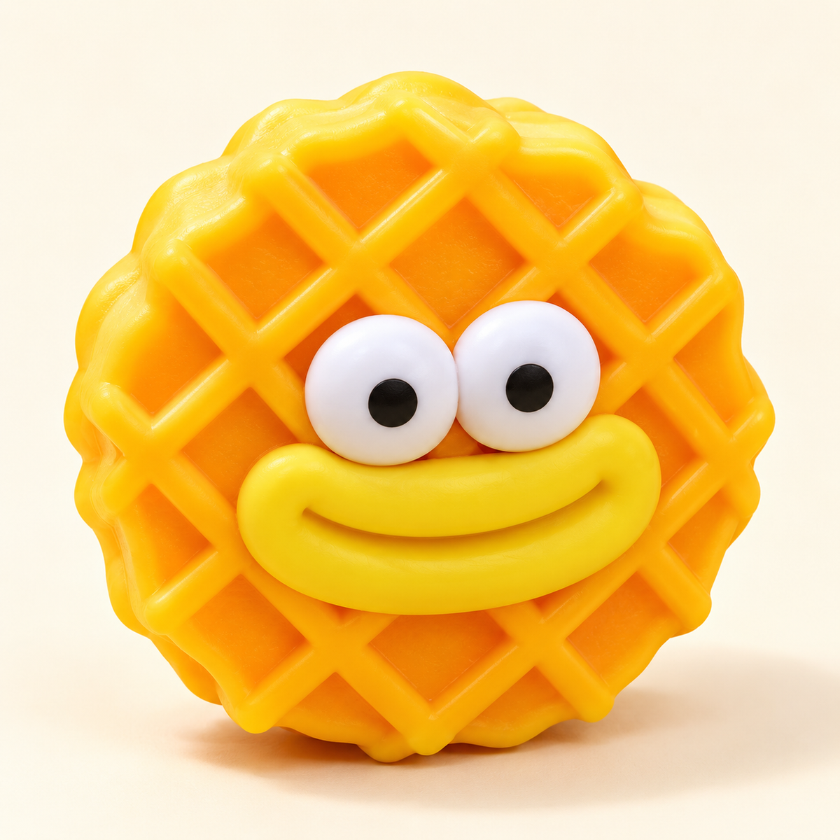 Waffle Crunchy Squishy Toy with a Golden Grid Texture and Funny Face · mproduct-6fa5378aee3b8bba1bb0