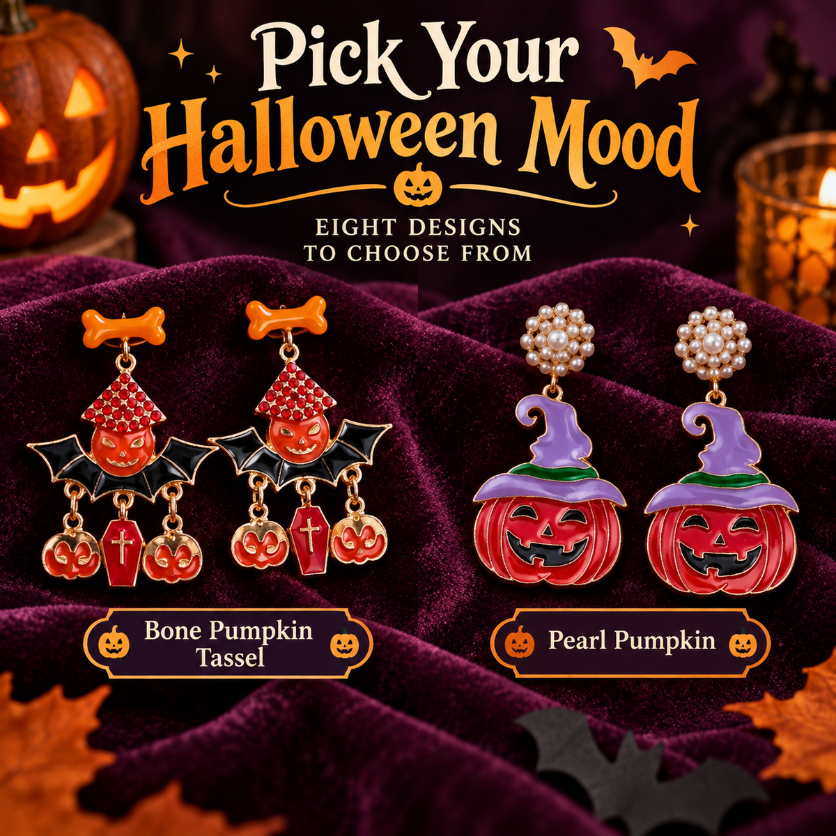 Halloween Pumpkin Ghost Earrings Eight Designs · mproduct-70d5210f7e840fd6f29b