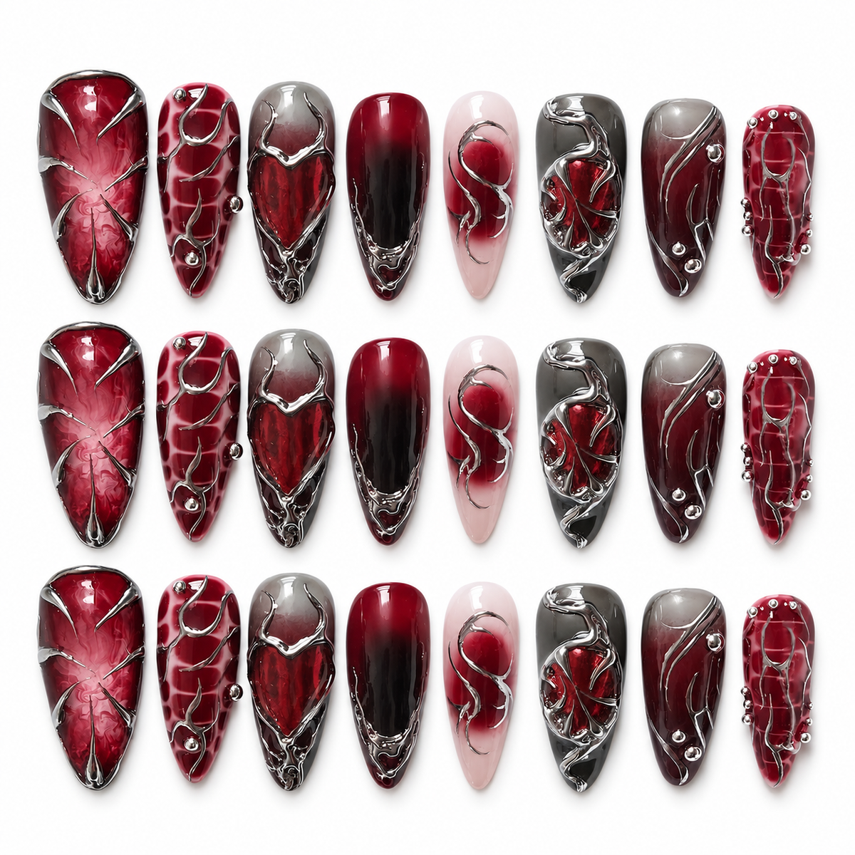 Dark Red Punk Press-On Nails · mproduct-753ce667a180378f2f56