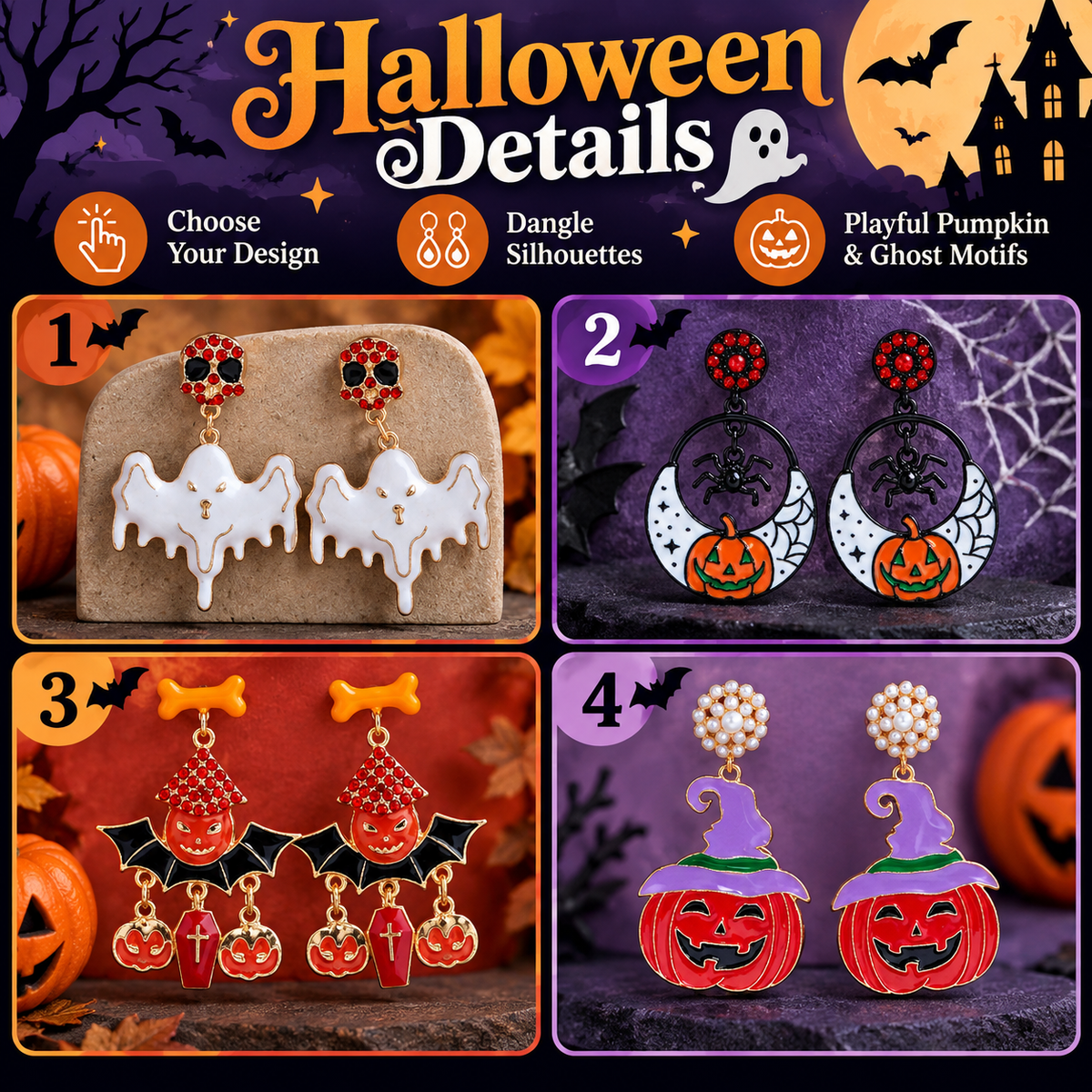 Halloween Pumpkin Ghost Earrings Eight Designs · mproduct-75a198ca92be2ecaed11