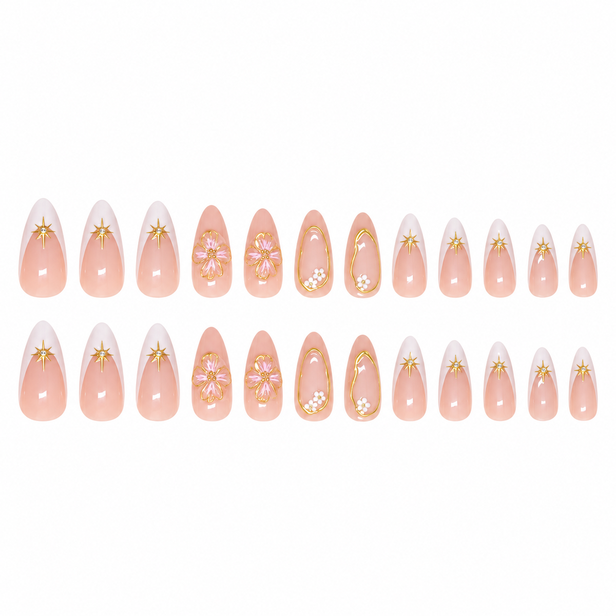 Peach Blossom Crystal French Press On Nail Set · mproduct-76db73e2101365548c3b