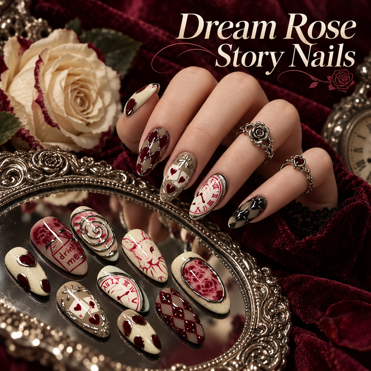 Dream Rose Heart Animal Press On Nails · mproduct-782a44ab89a69c241f9c
