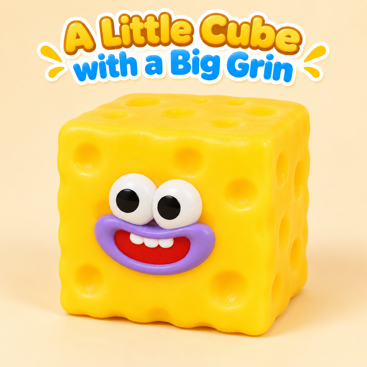 Square Cheese Crunchy Squishy Toy with Dimpled Sides and Funny Face · mproduct-784b70df20df77b32e1c