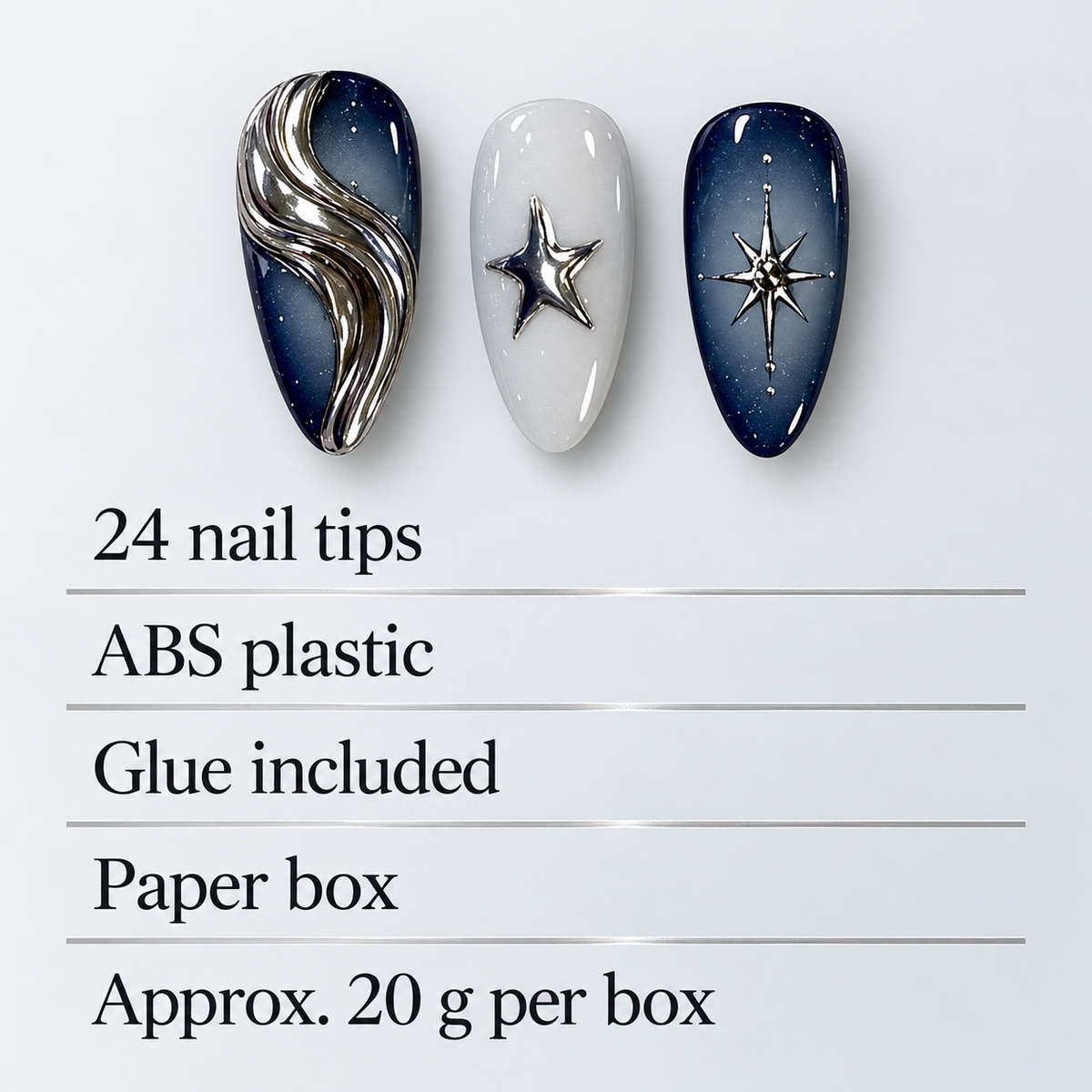 Midnight Silver Starry Wave Press On Nail Set · mproduct-79936fe76a9dd706a792