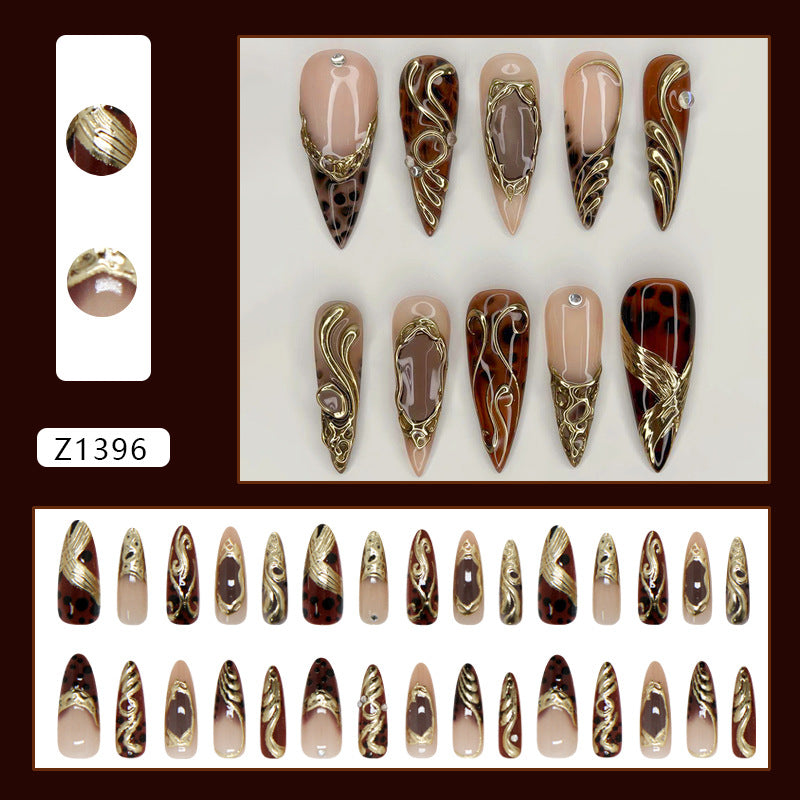 Amber Gilded Crystal Almond Press On Nail Set · mproduct-8334a492bbb5357ba45e