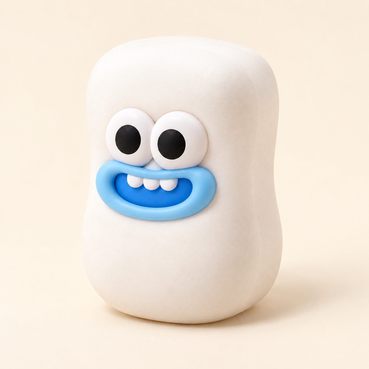 Soap Bar Crunchy Squishy Toy with a White Rounded Shape and Funny Face · mproduct-84b1a3f547c782bf9d4b