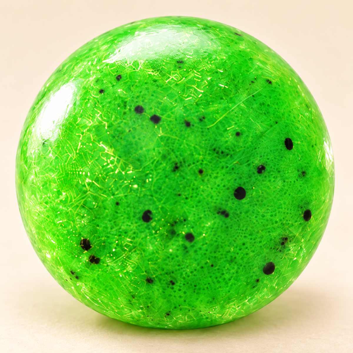 Green Squishy Ball with Black Speckles for Squeeze Play · mproduct-858e45e1c1e02364f37b