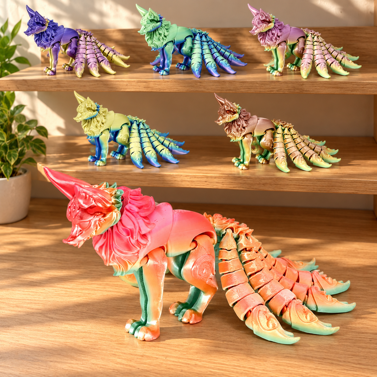 Articulated Rainbow Nine-Tailed Fox – 23 cm · mproduct-8695ee59dafe687532ea