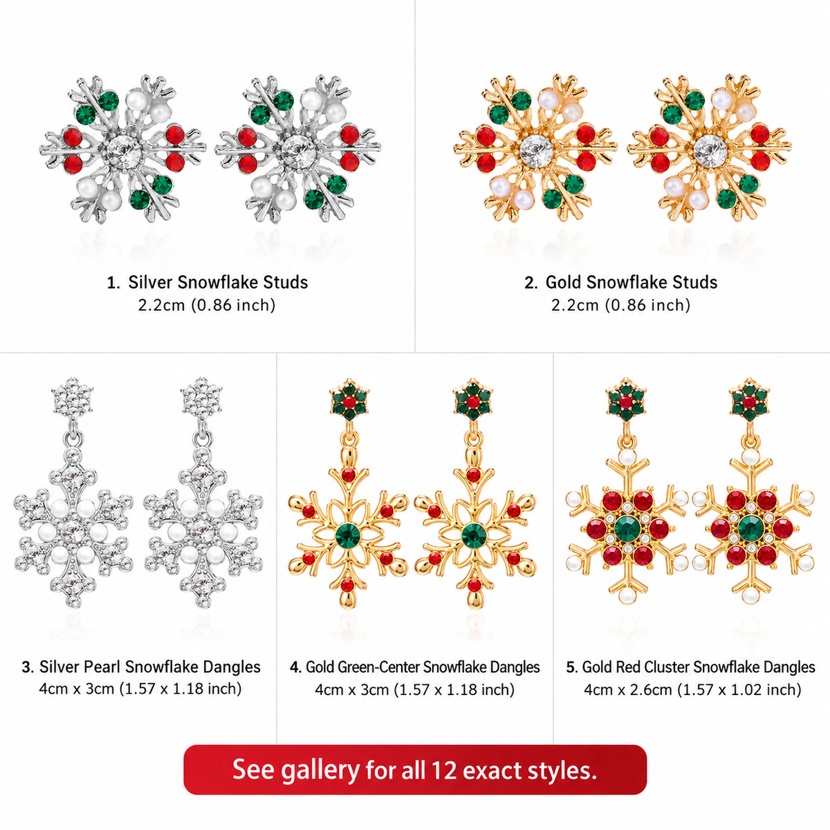 Christmas Rhinestone Earrings Collection Twelve Styles · mproduct-8822edf9a3379109fada