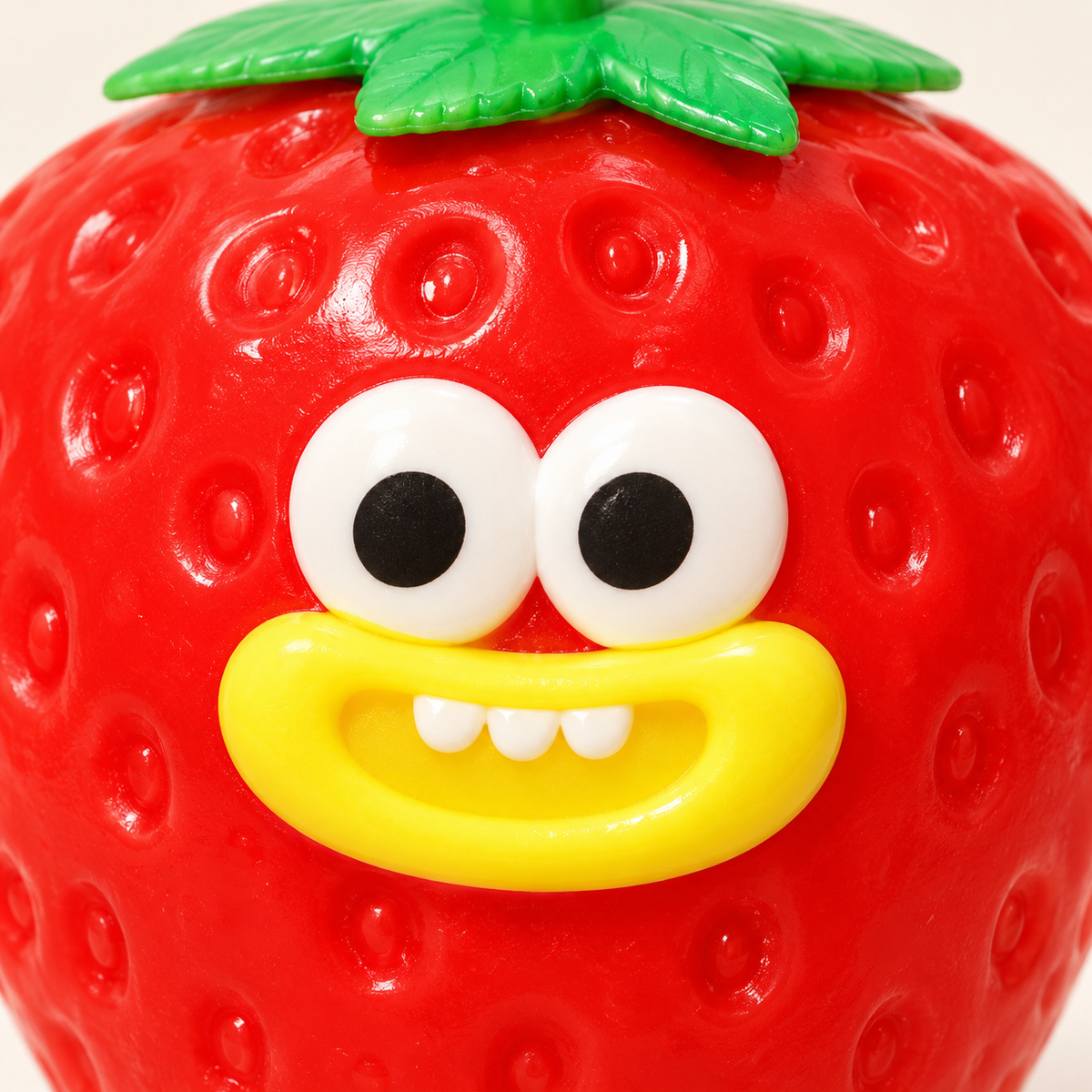 Strawberry Squishy Toy with a Green Leaf Top and Funny Face · mproduct-8943f07d14914ac88e5f
