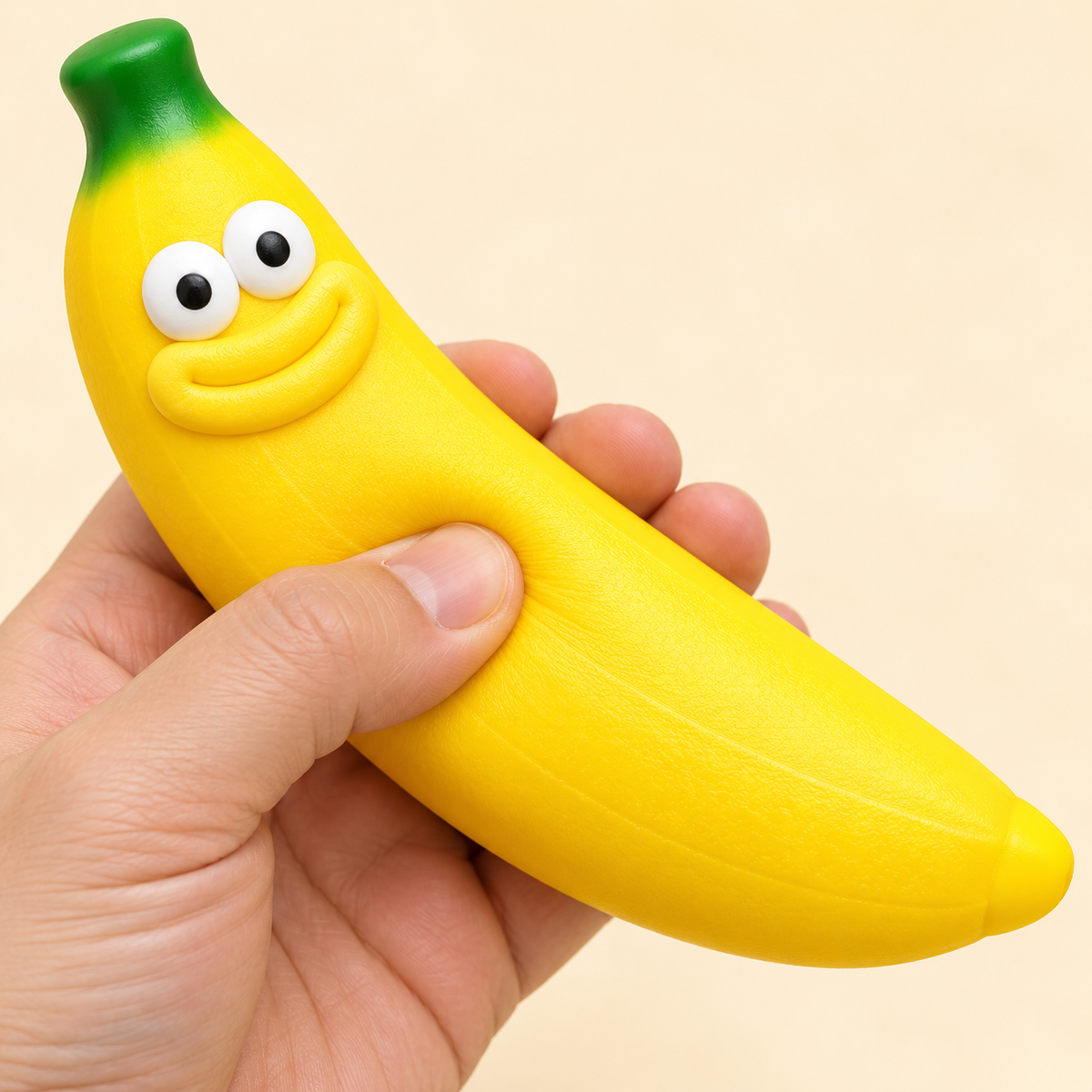 Banana Crunchy Squishy Toy with a Curved Yellow Shape and Funny Face · mproduct-894c0daf4fcbe75ad038