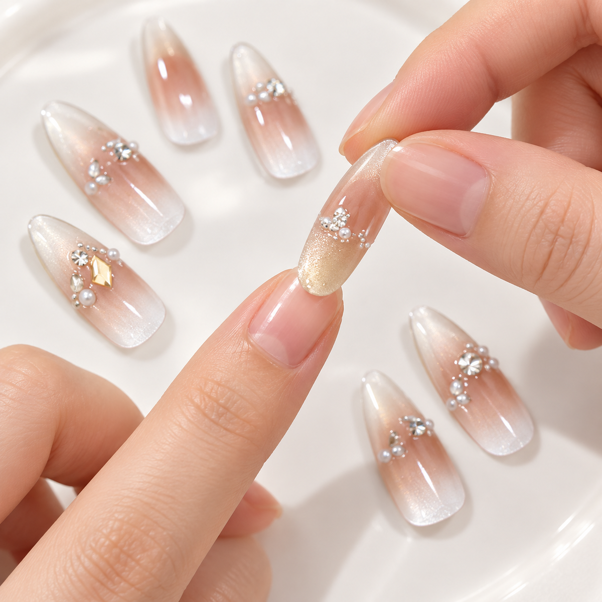 Galaxy Pearl Cat Eye French Press On Nail Set · mproduct-89eefa201f7b8a82d797