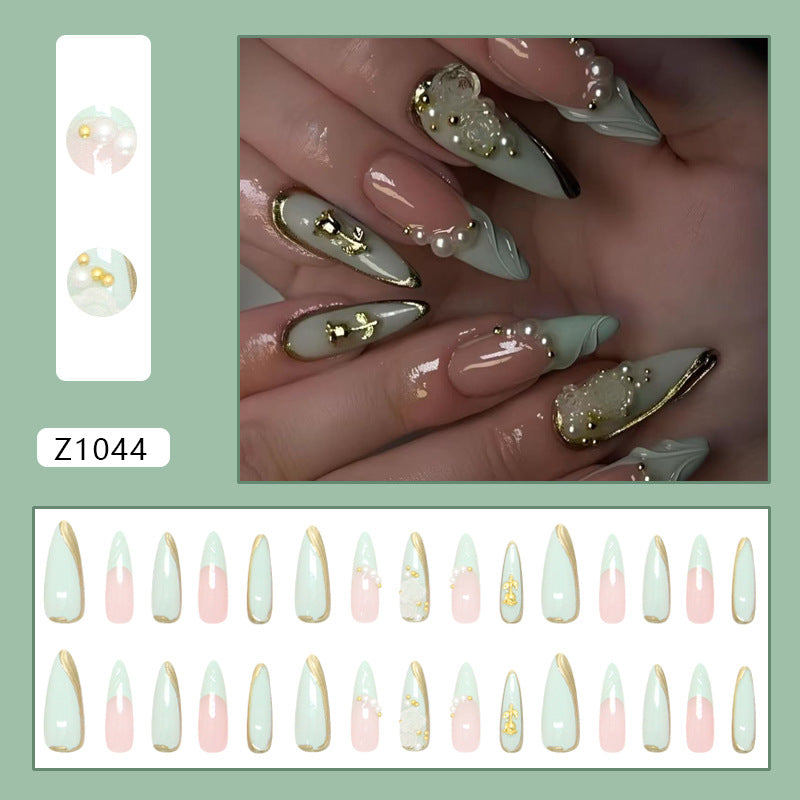 Mint Matcha Rose Pearl Press On Nail Set · mproduct-8a8225e7133530c406ec