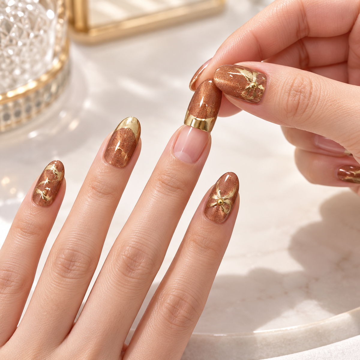 Gilded Phantom Cat Eye Bow Press On Nail Set · mproduct-8d4e07b7a16841d04476