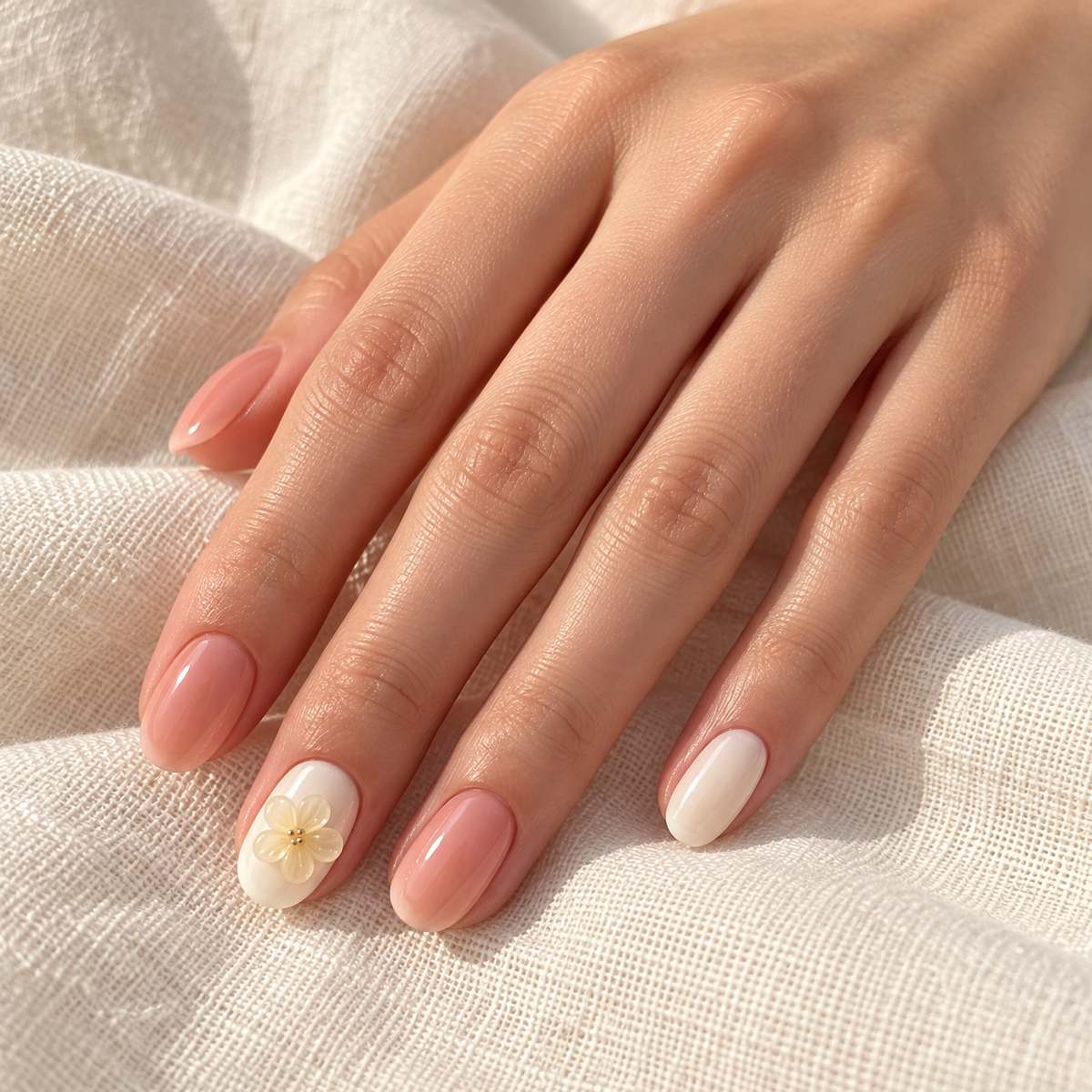 Peach Blossom Crystal Short Press On Nail Set · mproduct-8dcc5294b778dbd2fa7c