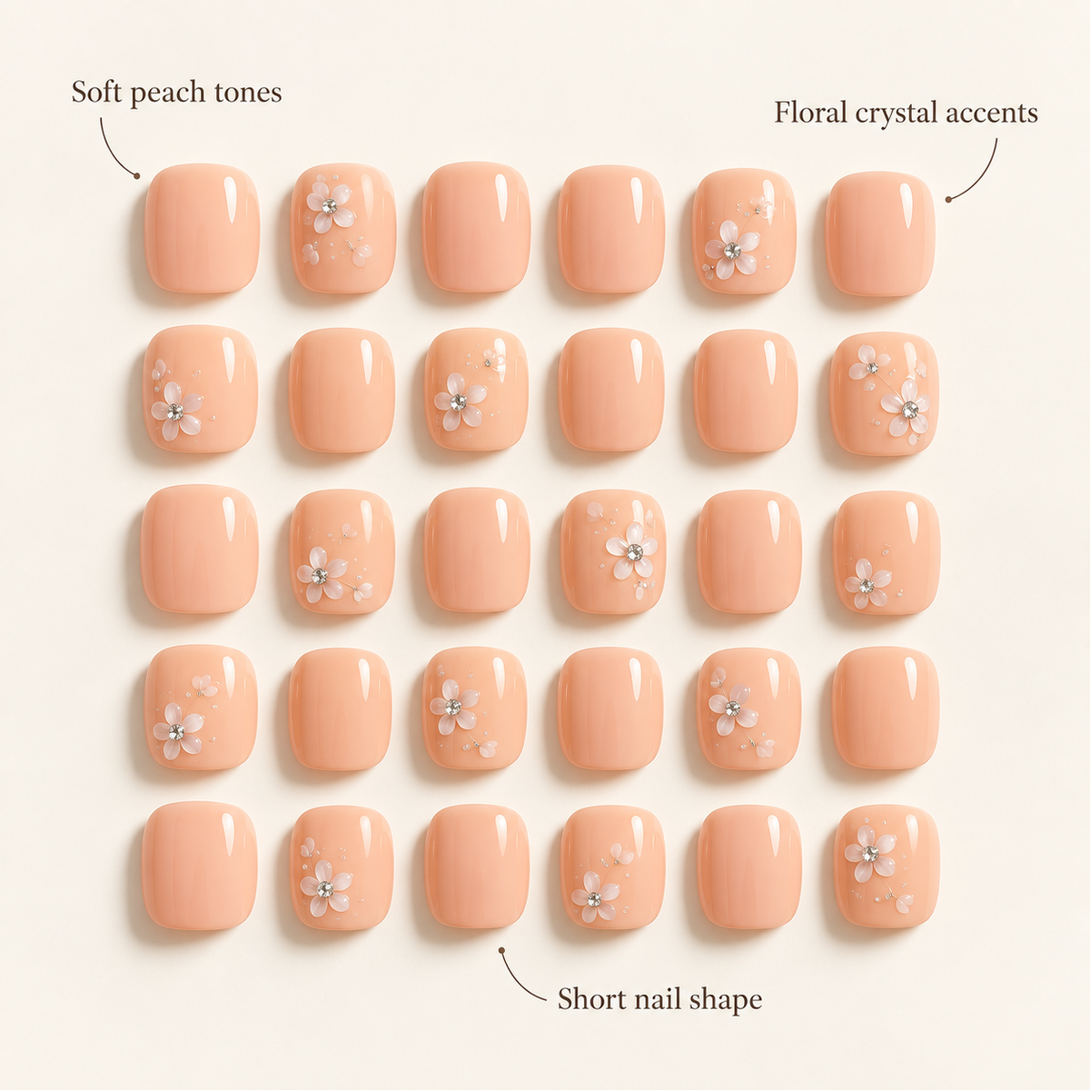 Peach Blossom Crystal Short Press On Nail Set · mproduct-8f3fb62be609f02594d7