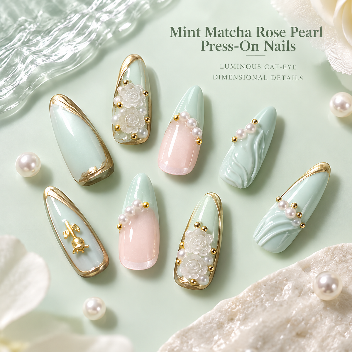 Mint Matcha Rose Pearl Press On Nail Set · mproduct-8f5ba886eba73ed58c0c