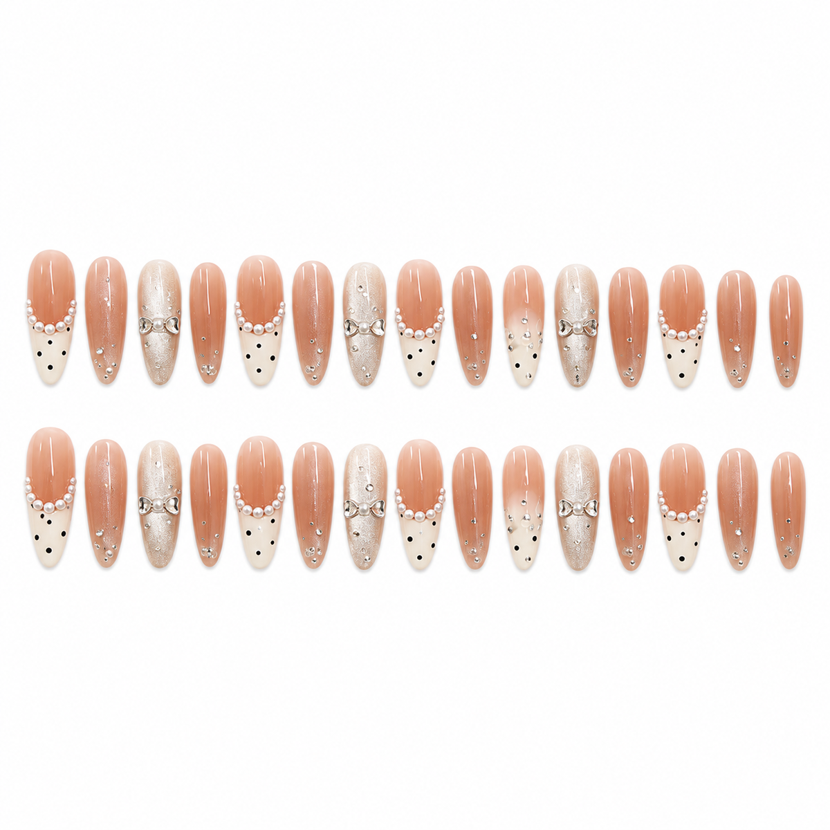 Milky Apricot Pearl Cat Eye Press On Nail Set · mproduct-9047f665bcdb7448e130