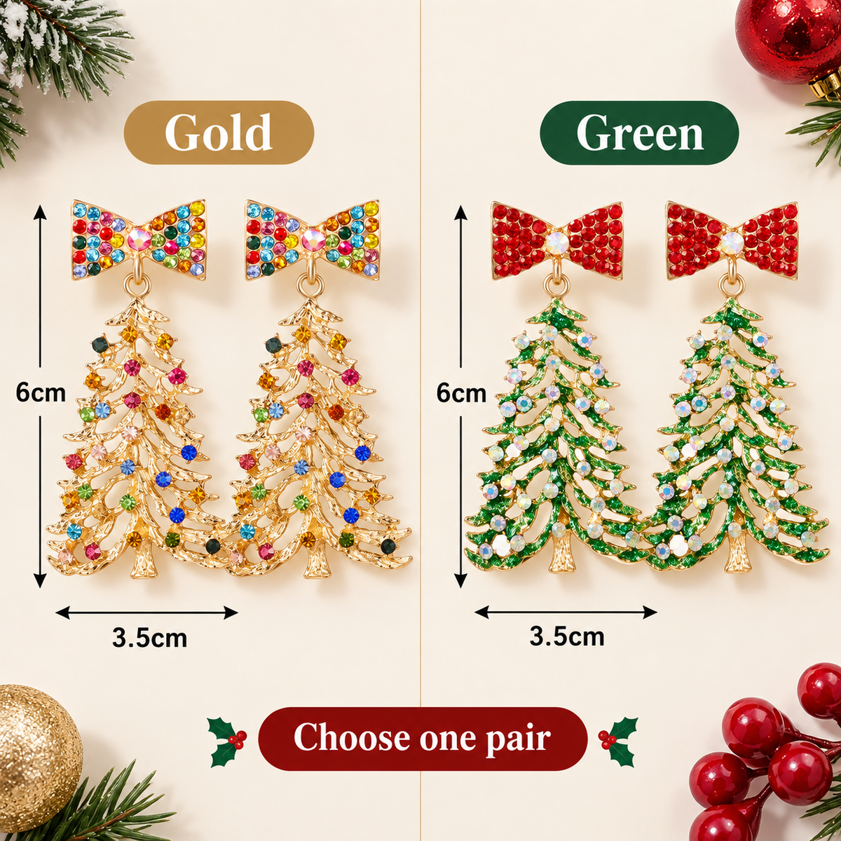 Rhinestone Christmas Tree Earrings Two Colors · mproduct-94207fc19f317c9525b8