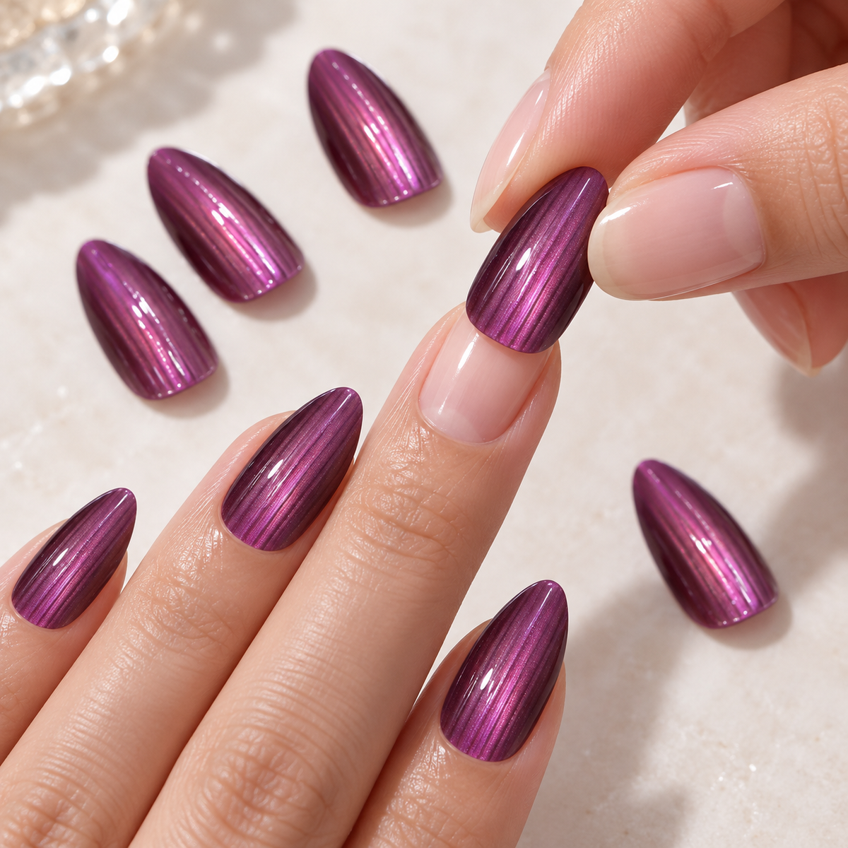 Purple Galaxy Cat Eye Press On Nail Set · mproduct-953dffc854e44f91079c