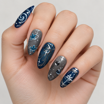 Moonlit Sky Dark Floral Bubble Press On Nail Set · mproduct-9679ed136ada9a0828ae