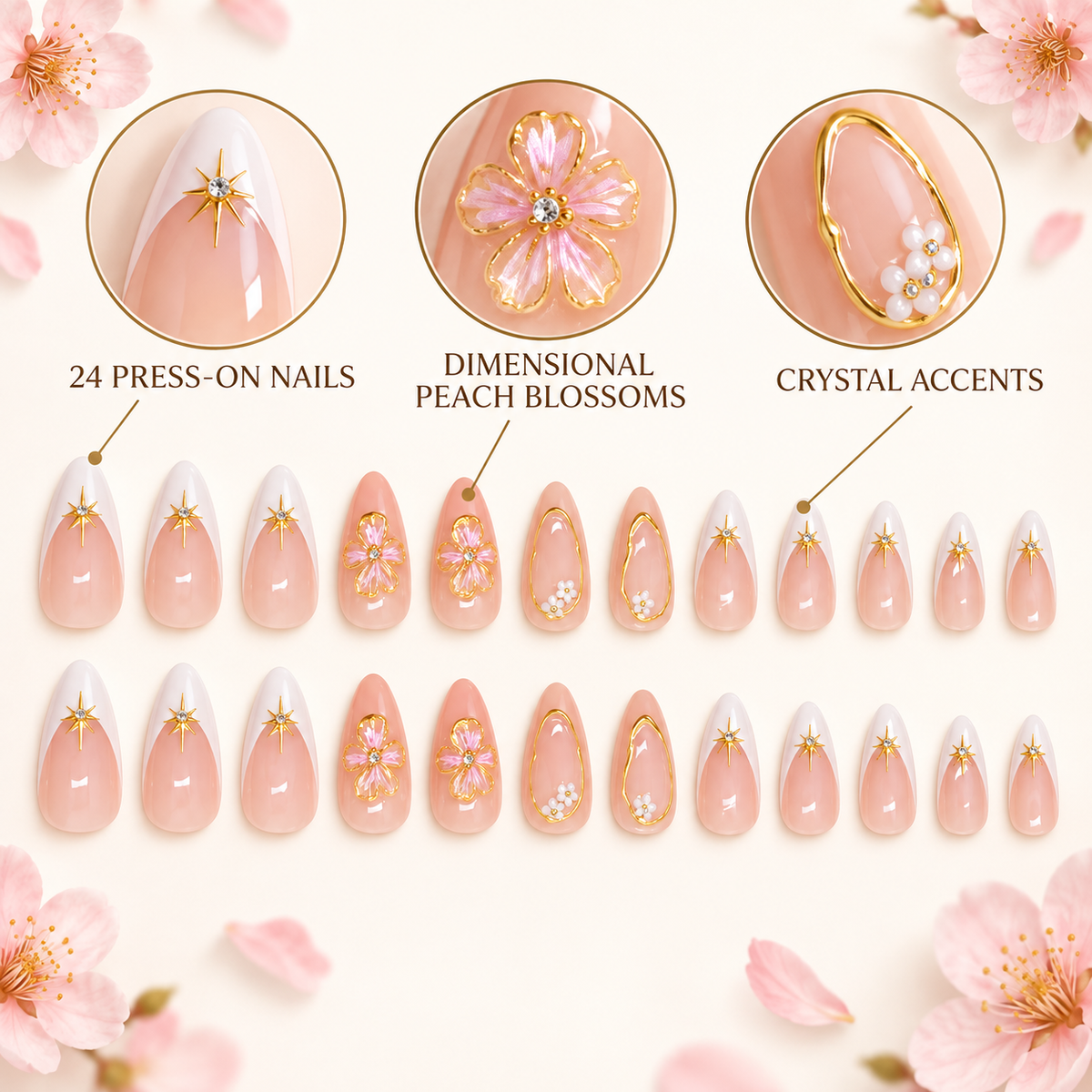 Peach Blossom Crystal French Press On Nail Set · mproduct-9699cc2753be94693513