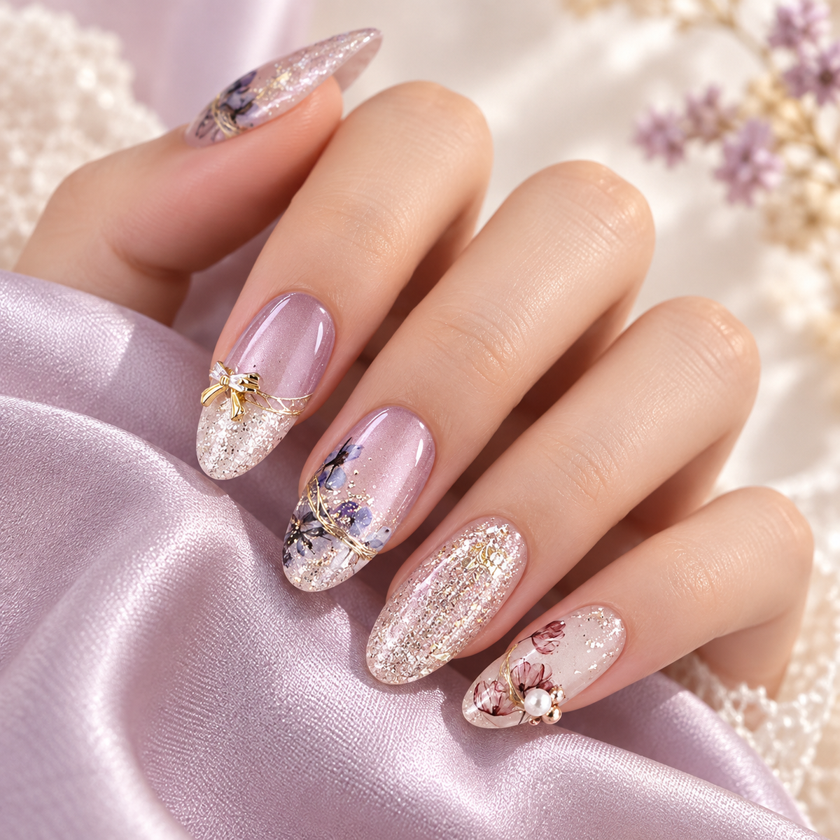 Gilded Dream Purple Bow Pearl Press On Nail Set · mproduct-9776969fc8f5c0102255