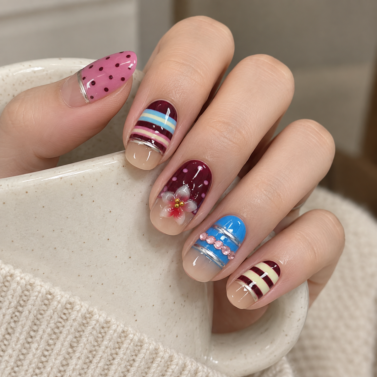 Dopamine Bloom Stripe Press On Nail Set · mproduct-98a27b50dfcfd82cd1c0