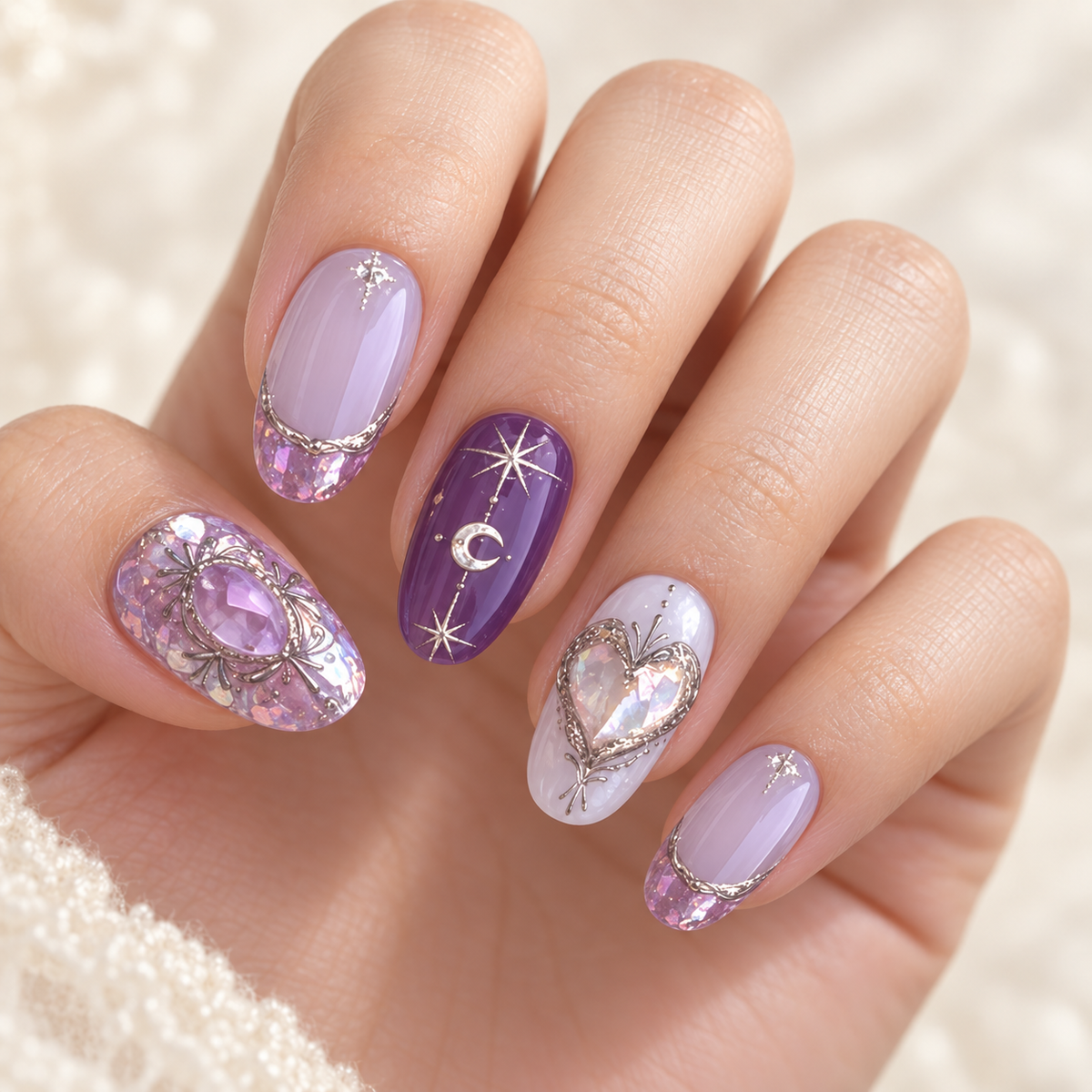 Dreamy Celestial Crystal Heart Press On Nail Set · mproduct-9c0dbfdb5ae7c8003831