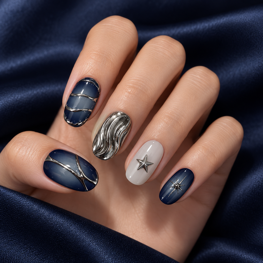Midnight Silver Starry Wave Press On Nail Set · mproduct-9f9fa9ad110995414dcb