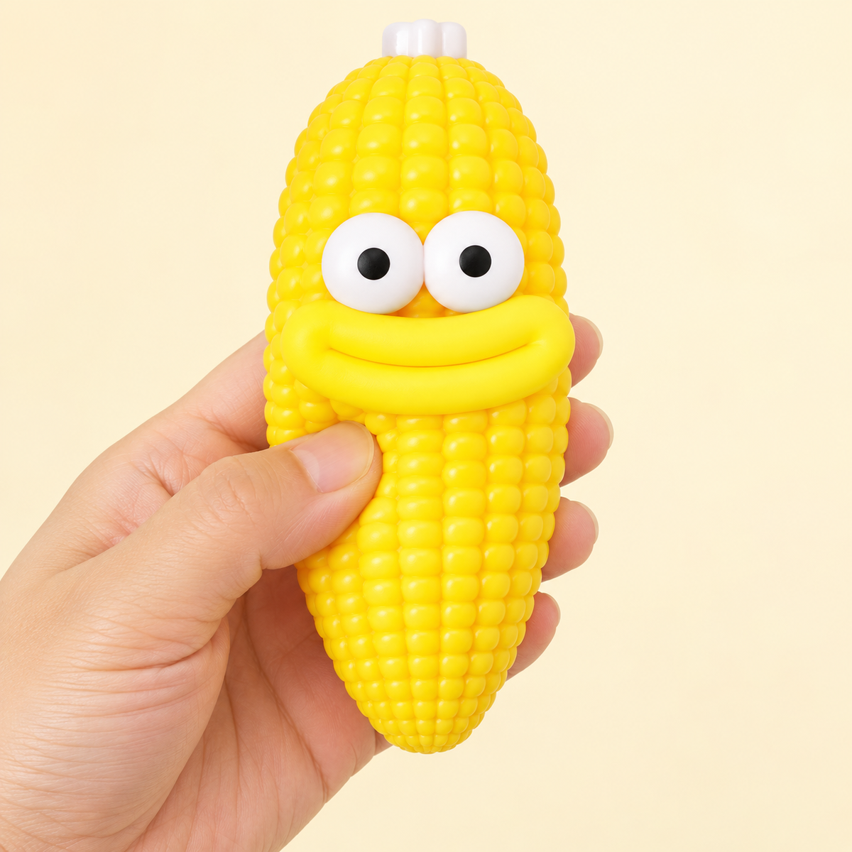 Corn Cob Crunchy Squishy Toy with Yellow Kernels and a Funny Face · mproduct-9ff3f185faf7a58f4196