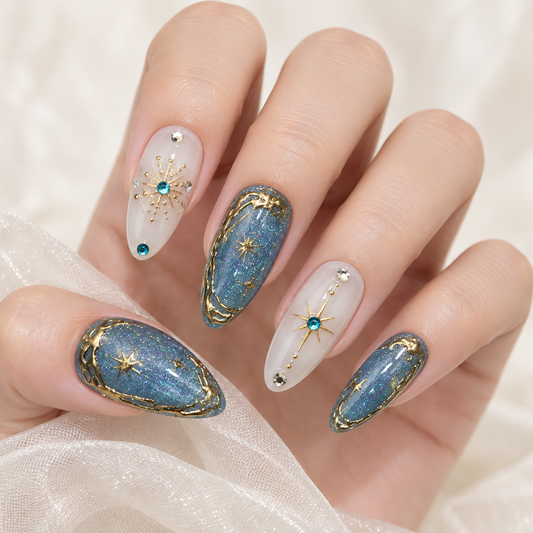 Galaxy Starlight Gilded Cat Eye Press On Nail Set · mproduct-a20ac72fea404a257c09