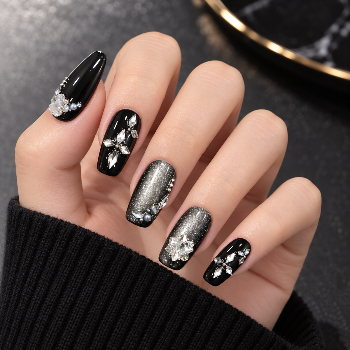 Midnight Feast Crystal Cat Eye Press On Nail Set · mproduct-a36b7d0390f57b7a6f3d