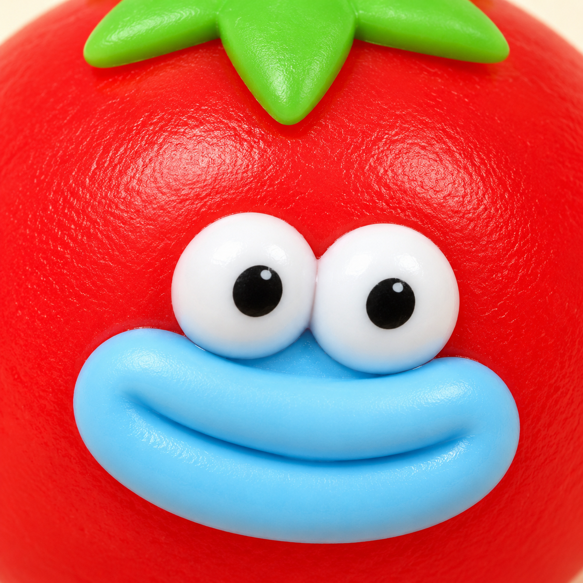 Tomato Crunchy Squishy Toy with a Green Leaf Top and Funny Face · mproduct-a3919e3e79b64e71faeb