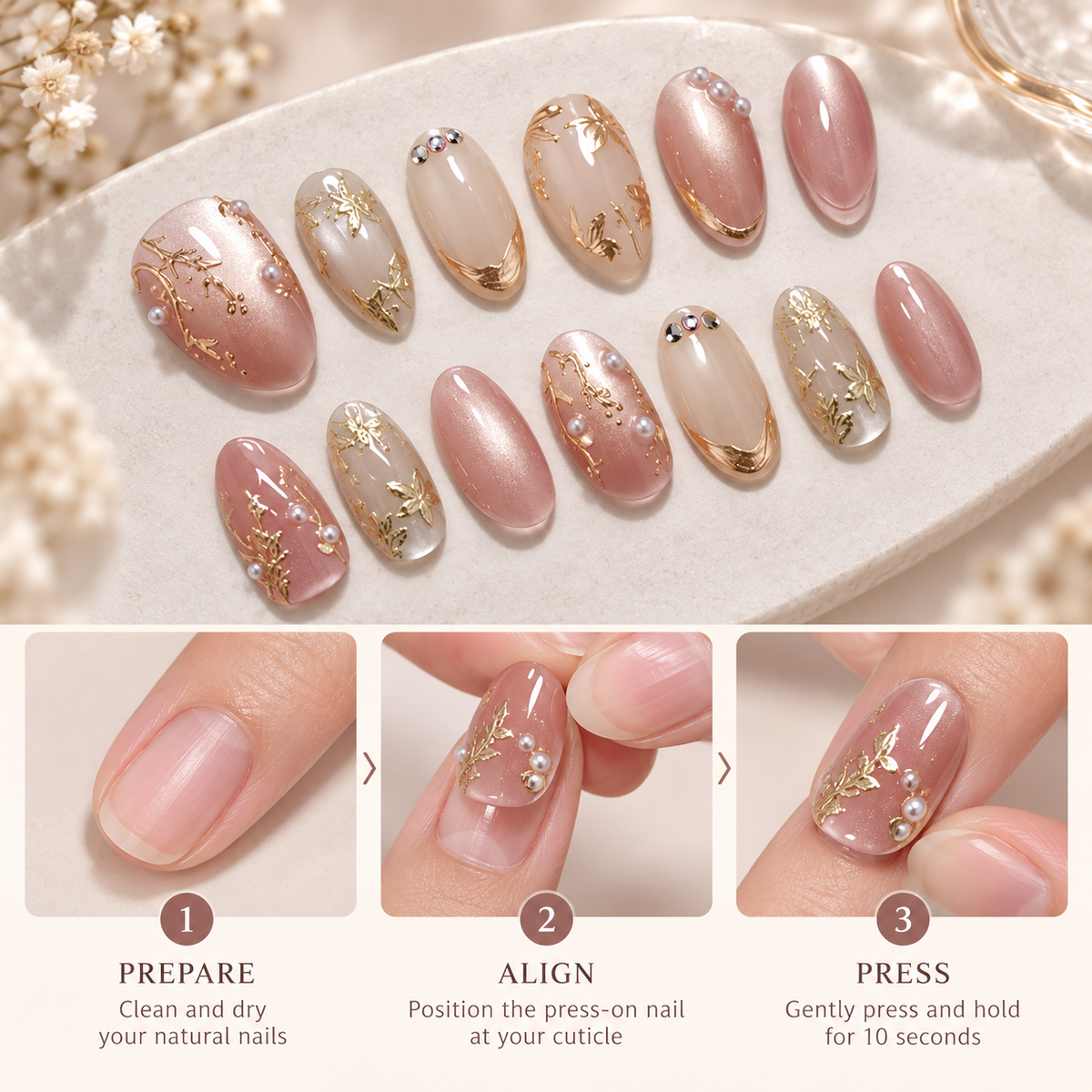 Z1385 Sweet Gilded Press-On Nail Set · mproduct-a8e26a6f8767f9e99088