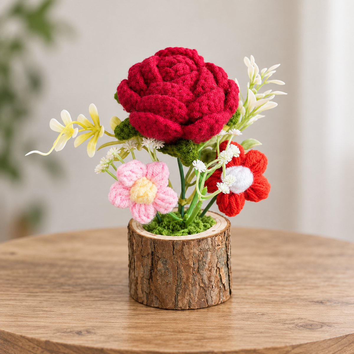 Mini Crochet Flower Wood Pot · mproduct-aa8fec5a9a99f49583e9