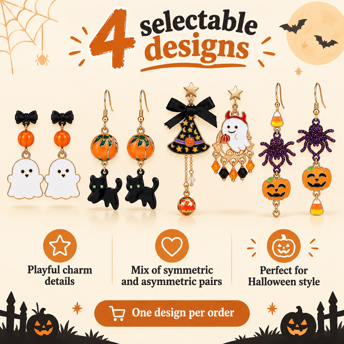 Halloween Ghost Pumpkin Earrings Collection Four Designs · mproduct-ac4a23dd6d4192b0434d