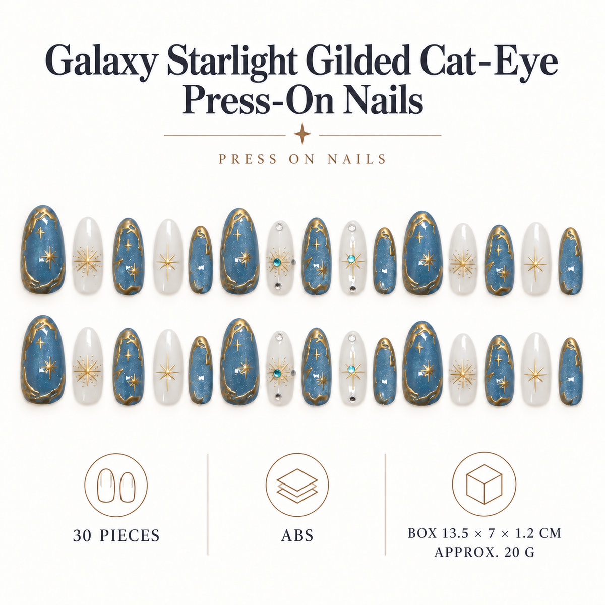 Galaxy Starlight Gilded Cat Eye Press On Nail Set · mproduct-ad30f07bbce2339f82f2