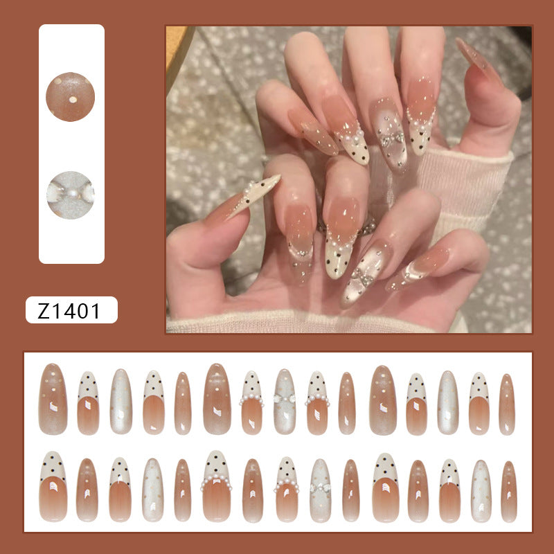 Milky Apricot Pearl Cat Eye Press On Nail Set · mproduct-ad8eaebd6bc3b5a9c08d