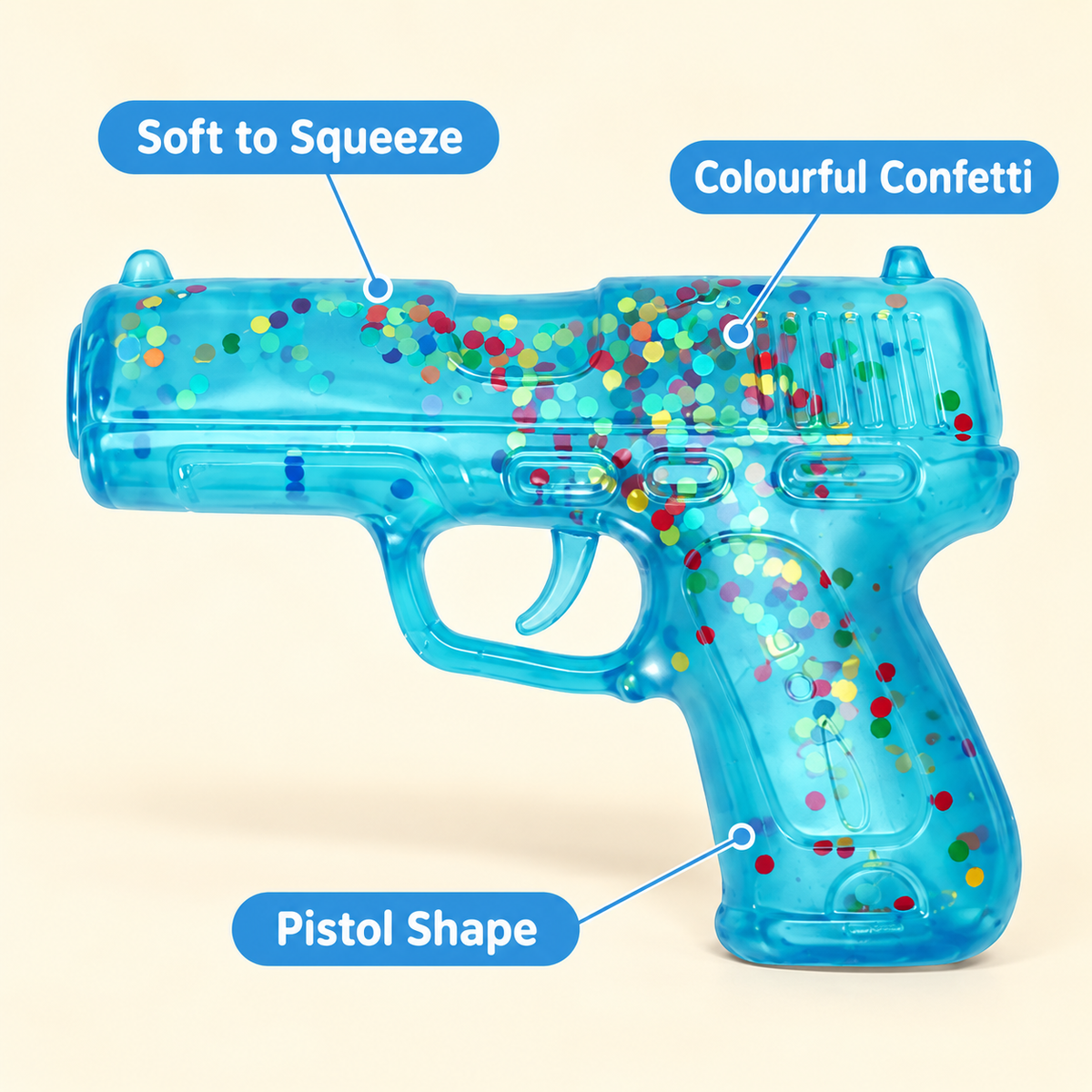 Pistol Shaped Squishy Toy with a Colourful Confetti Design · mproduct-ae2eaa8c8ad52a3a4f79