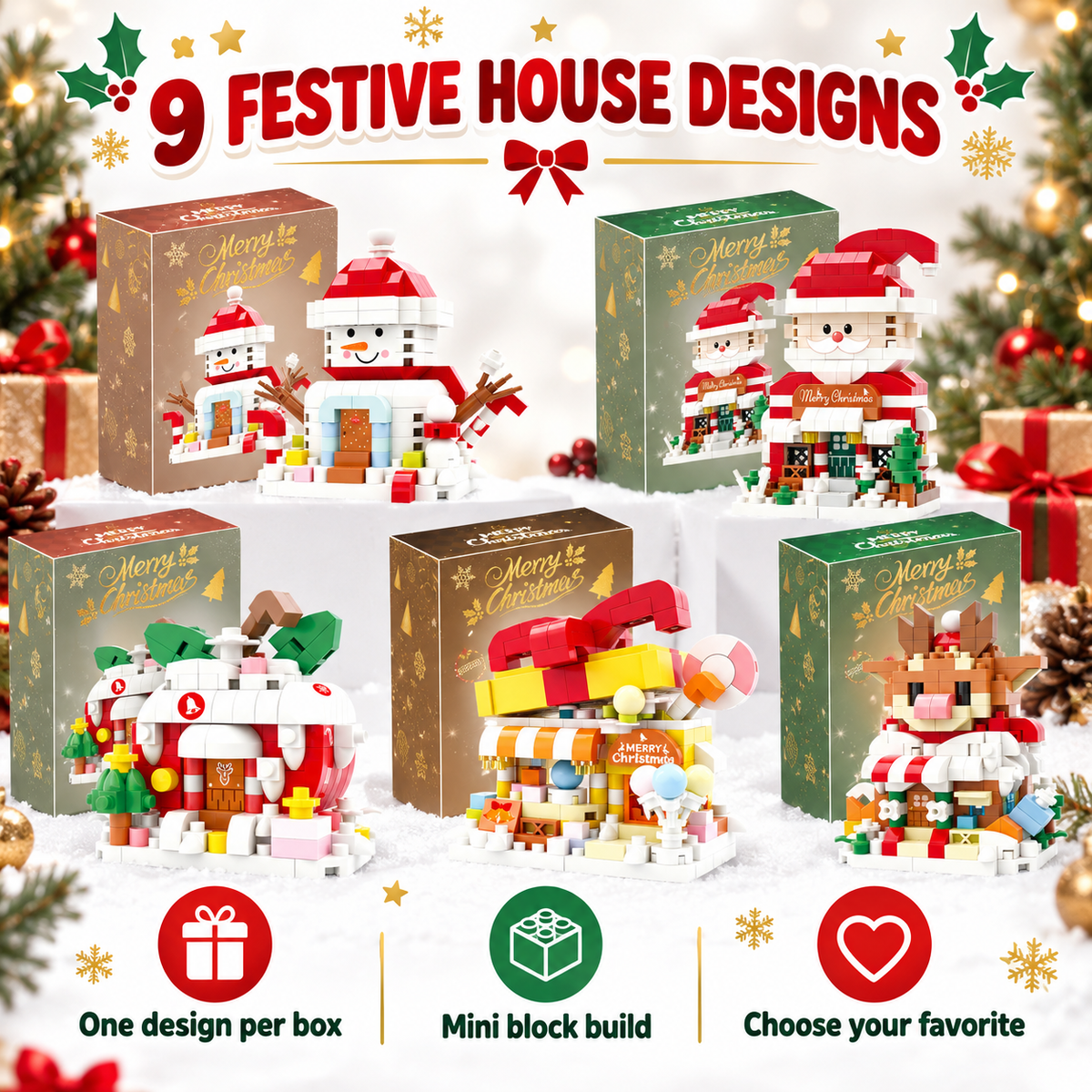 Christmas House Building Block Miniatures Nine Designs · mproduct-ae52fe6a983480f05122