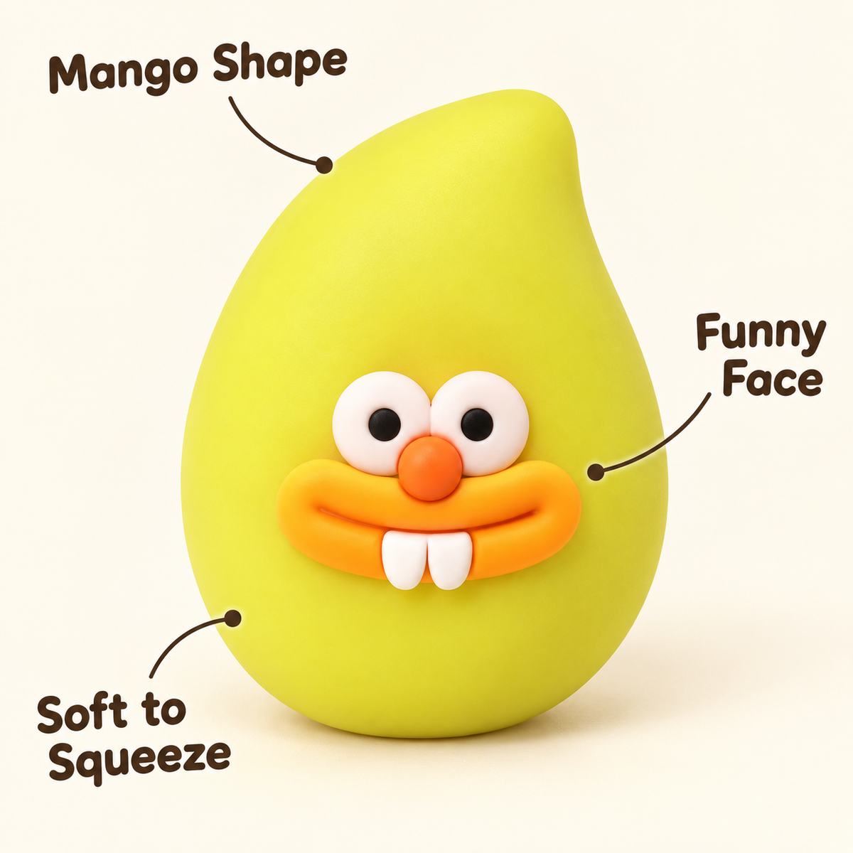 Yellow Mango Squishy Toy with a Rounded Shape and Funny Face · mproduct-b12597127bf59550702d