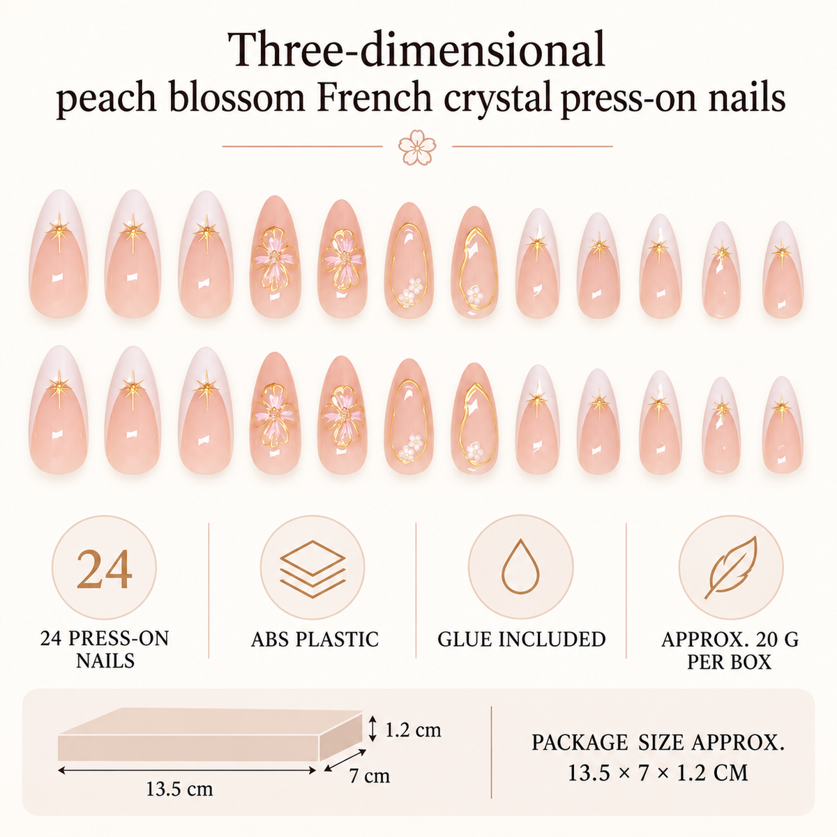 Peach Blossom Crystal French Press On Nail Set · mproduct-b3a800baf9a8bdc0427d