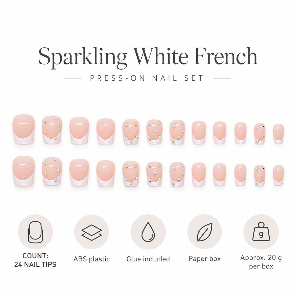 Sparkling White French Ballerina Press On Nail Set · mproduct-b6be4badafae8a86559f