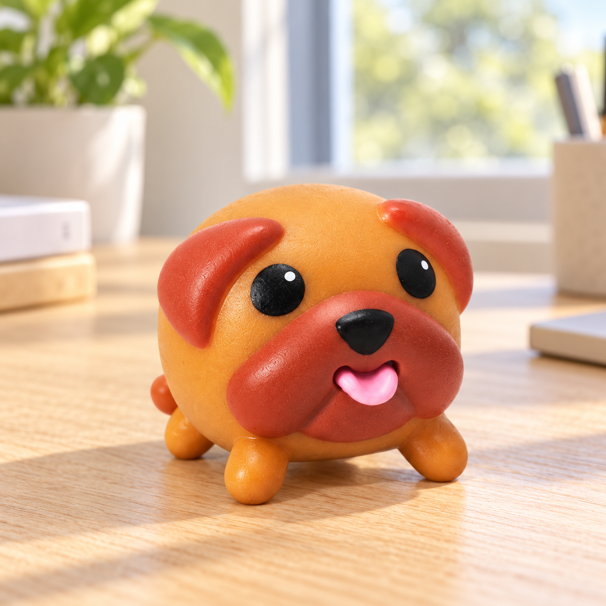Brown Dog Squishy Toy with Floppy Ears and Pink Tongue · mproduct-b943778eeea61ec38788
